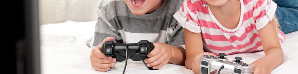Kids playing video games